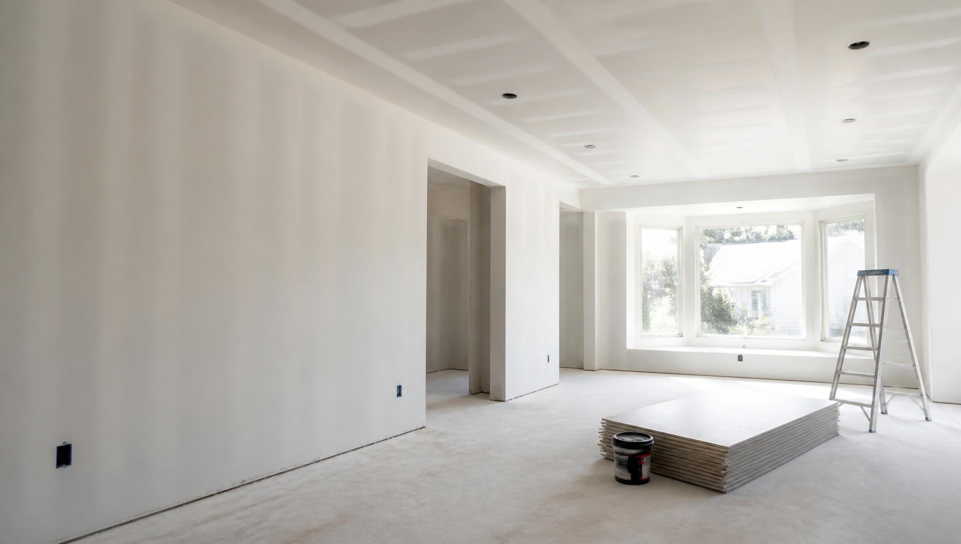 Residential interior with newly installed drywall ready for level 5 finish